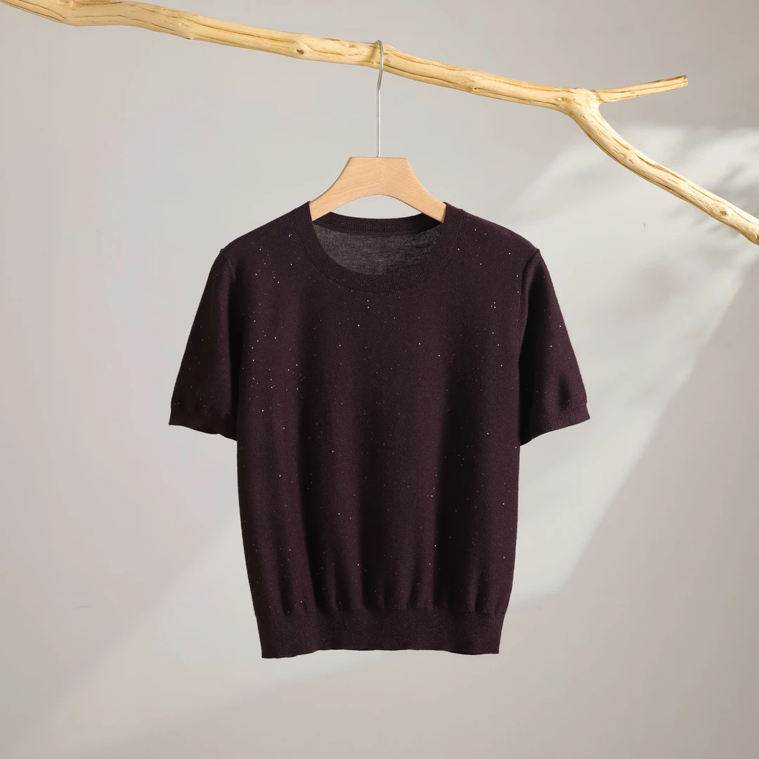 【优莎】M8097气质短袖时尚休闲百搭款针织衫