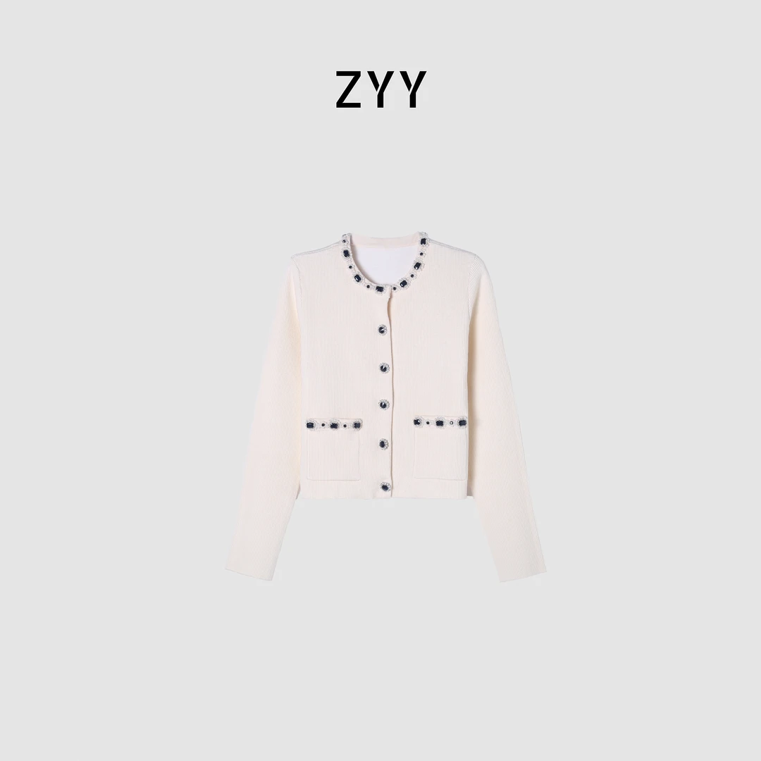 ZYY【北国雪夜】2025S/S新品重工钉珠毛针织衫开衫X25DMZZS04856