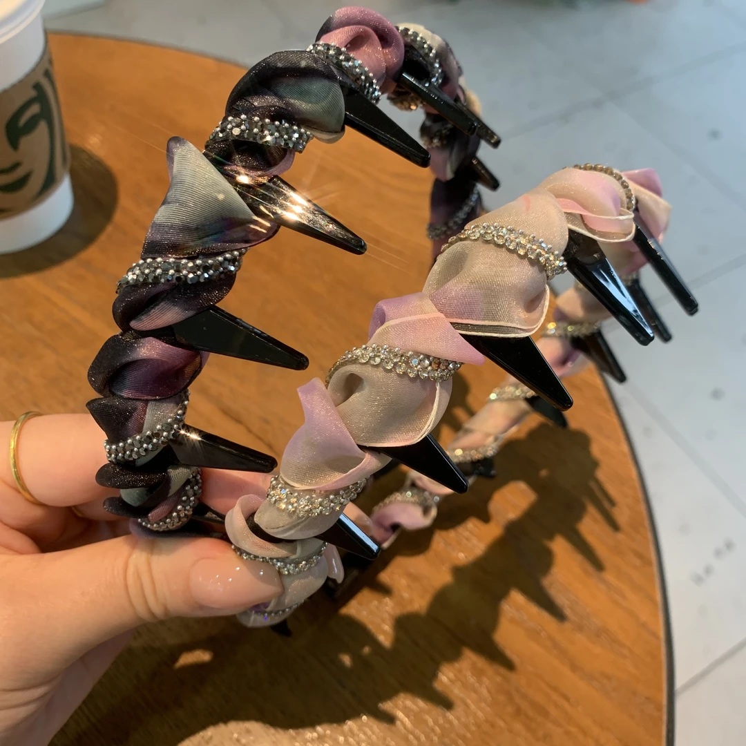 GOBJNKO韩版长齿发箍手工麻花编织气质网红轻奢百搭复古优雅头箍