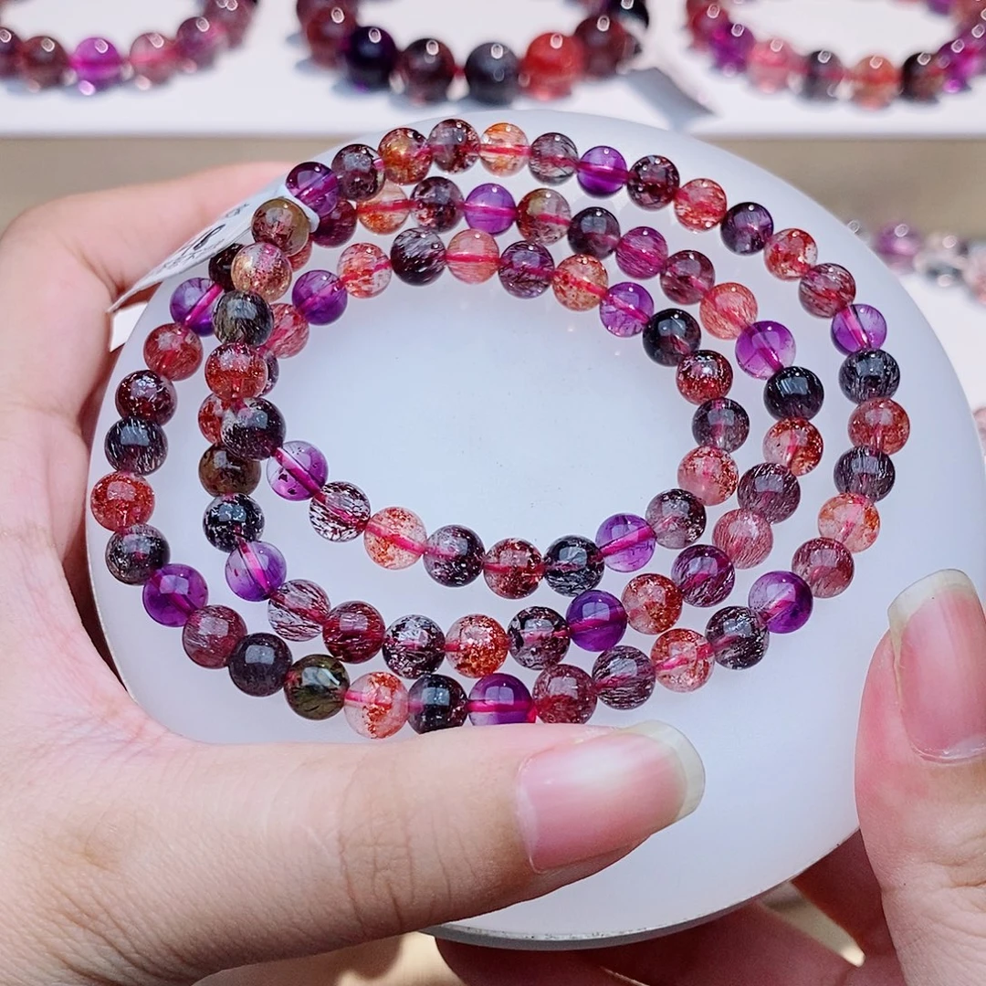 水晶手链未镶嵌黑加仑6+