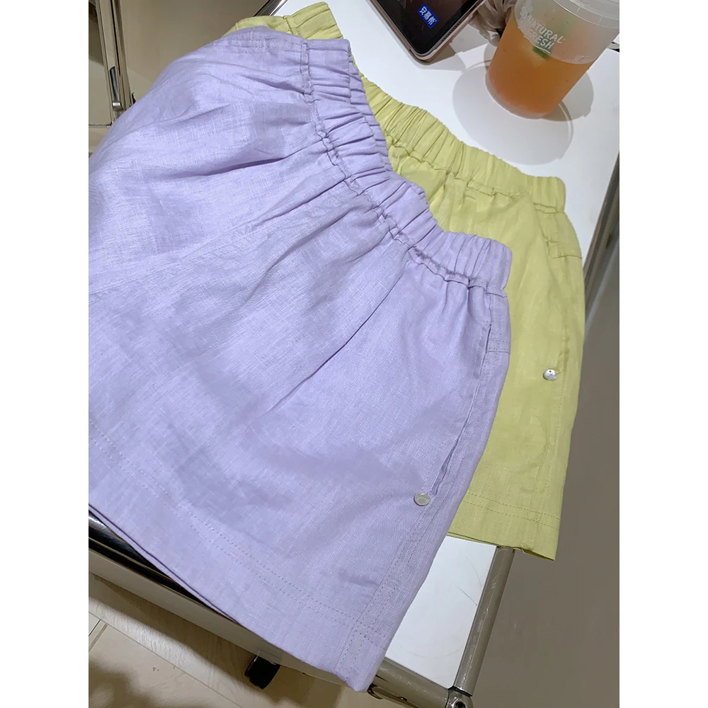 KB61麻料彩色基础款短裤