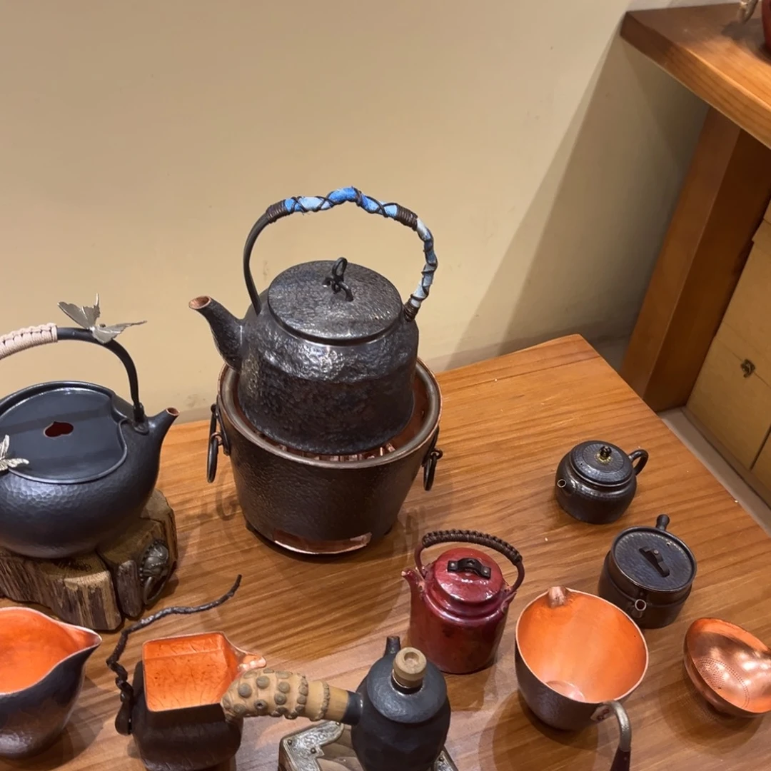 复古蓝色扎染布大壶手工锻打工艺