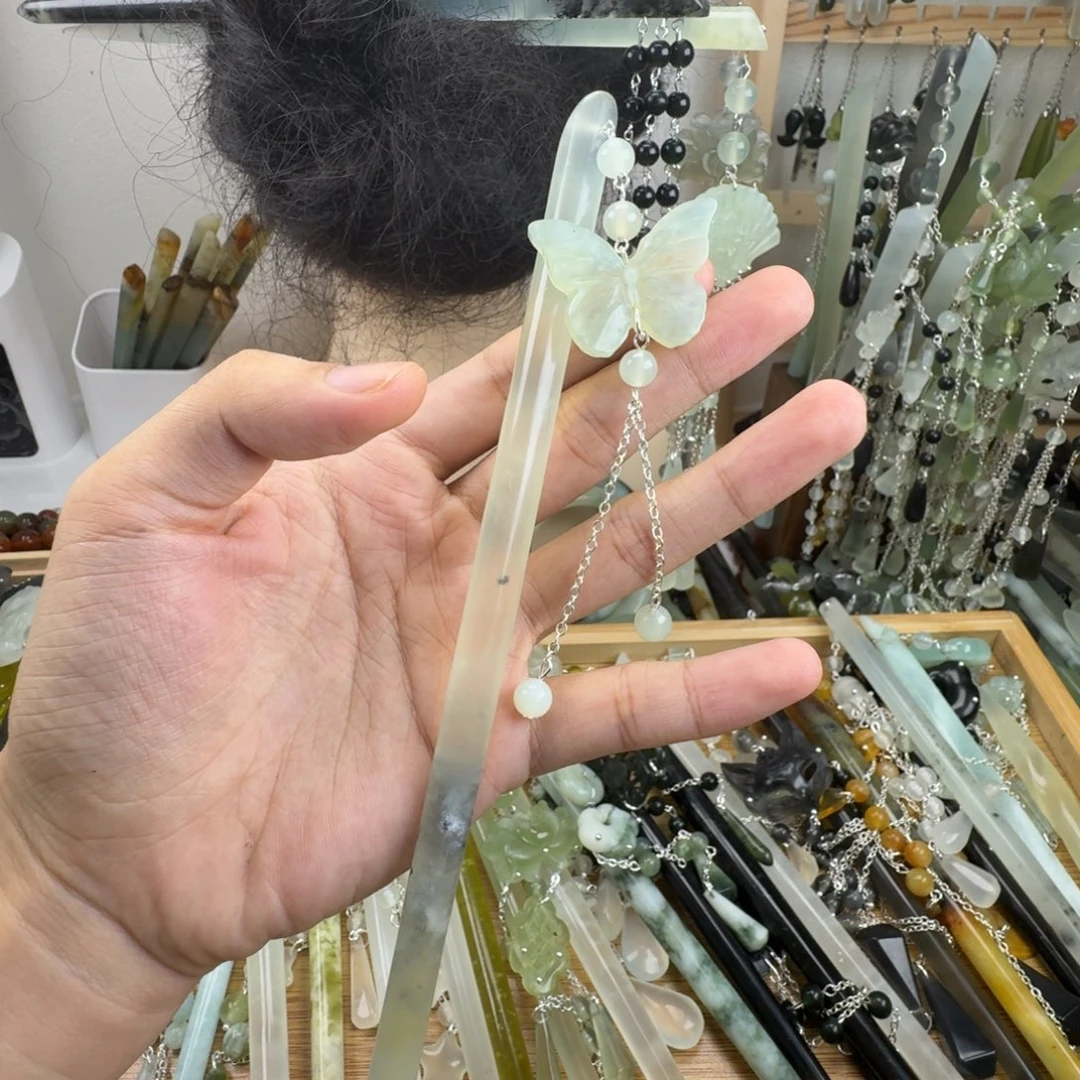 蛇纹石玉未镶嵌发饰