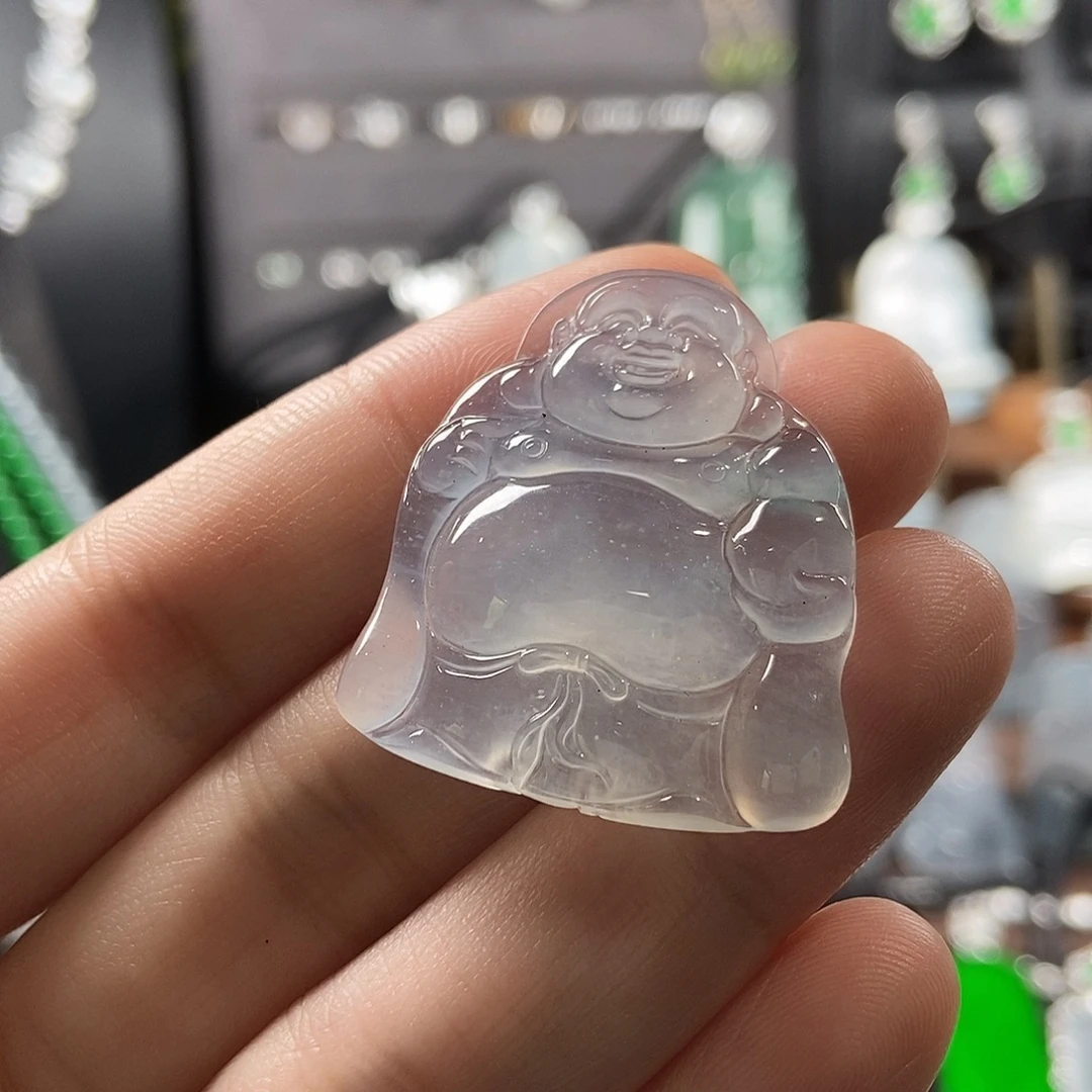 翡翠未镶嵌颈饰逍遥佛