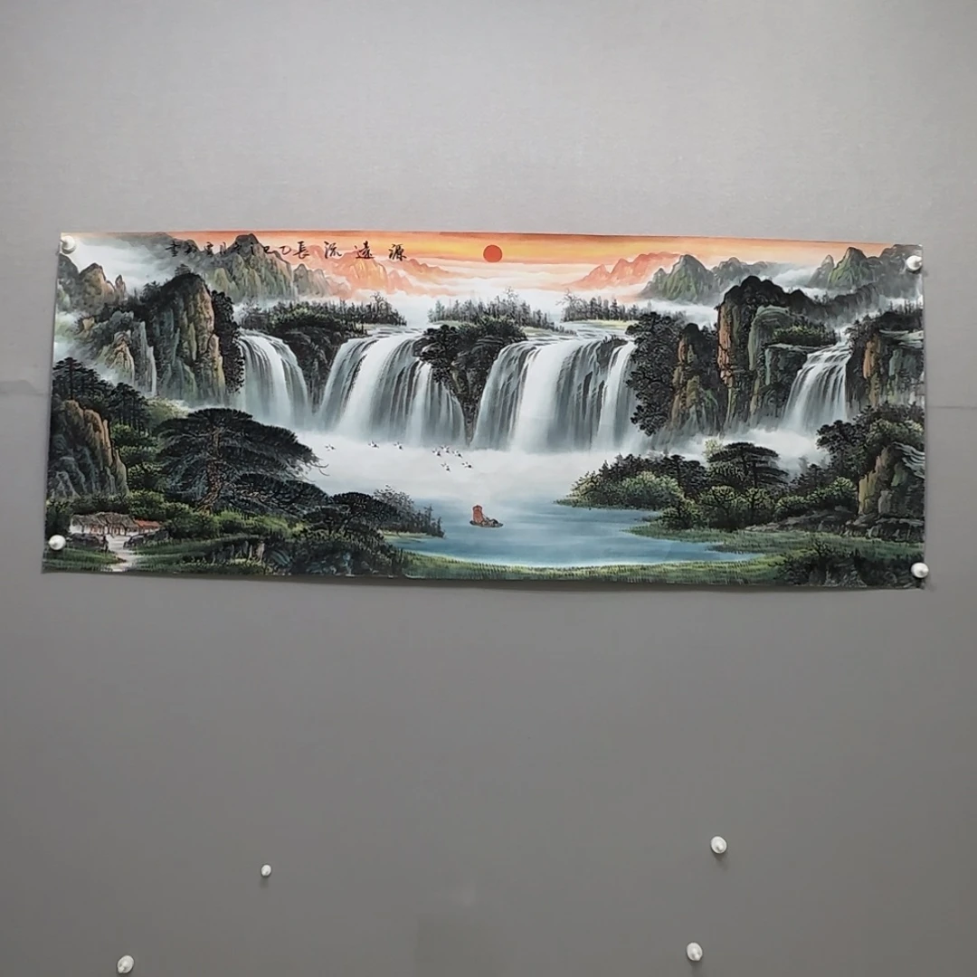 国画横幅六尺精品山水贾敏