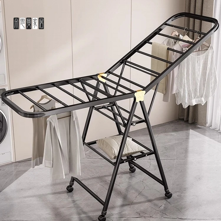 朵思曼折叠晾衣架阳台家用落地卧室晒衣架室内挂衣杆凉晒架子晒被