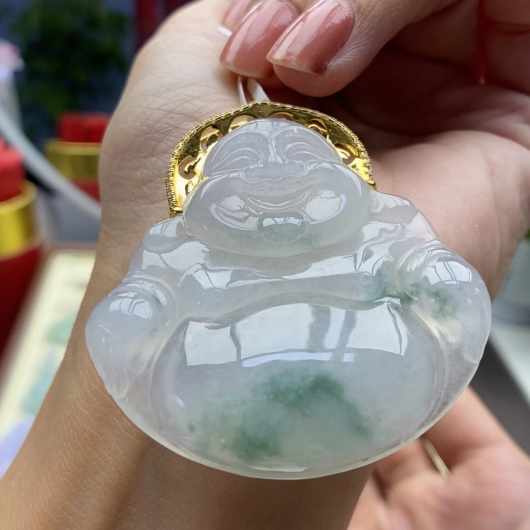 翡翠18K金镶嵌颈饰吊坠46
