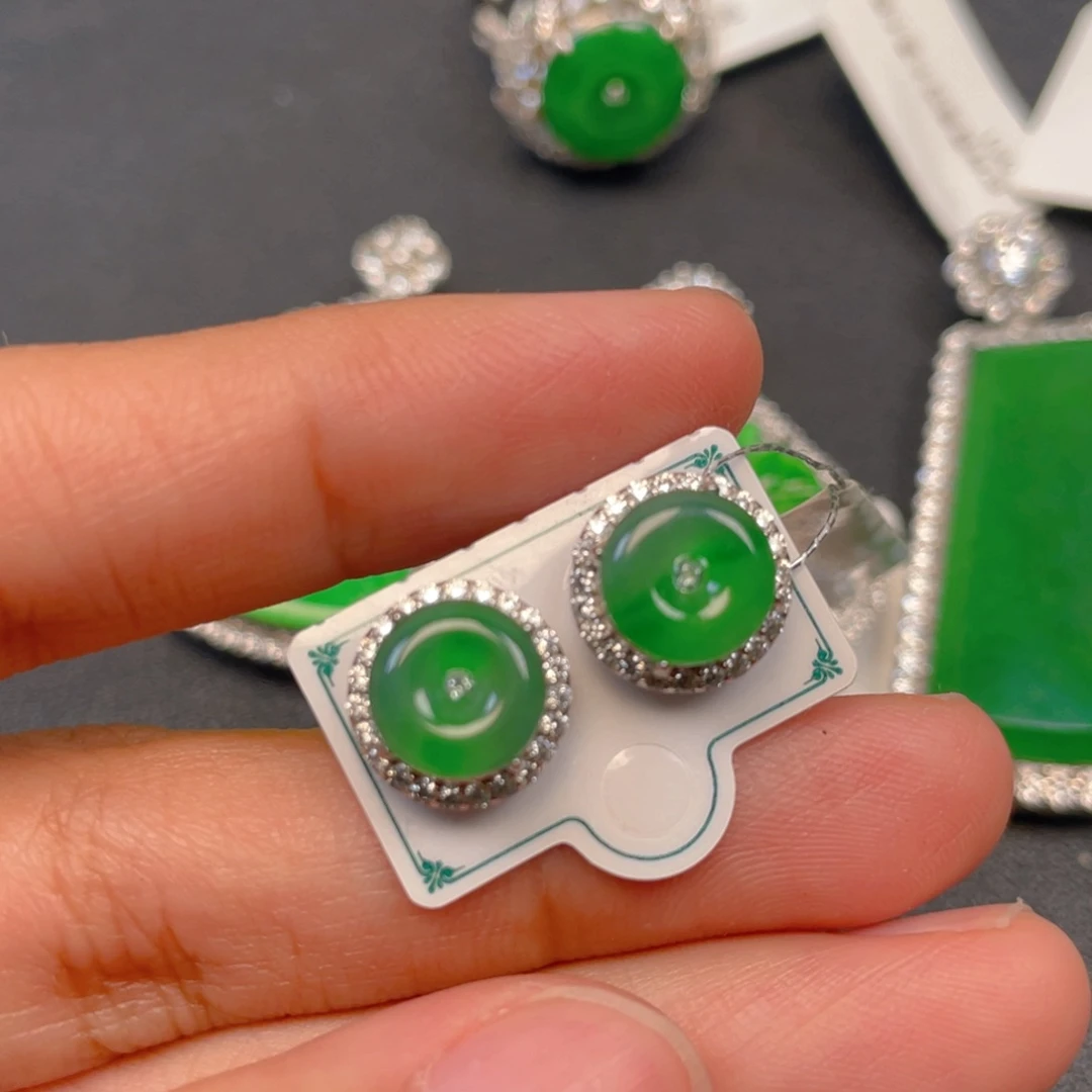 吊坠(不含链)银S925镶嵌翡翠