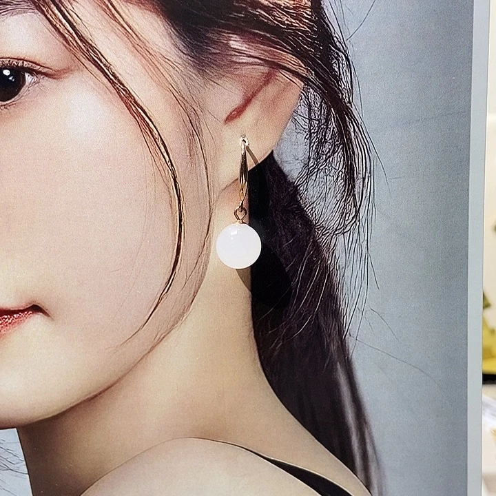 和田玉银S925镶嵌耳饰