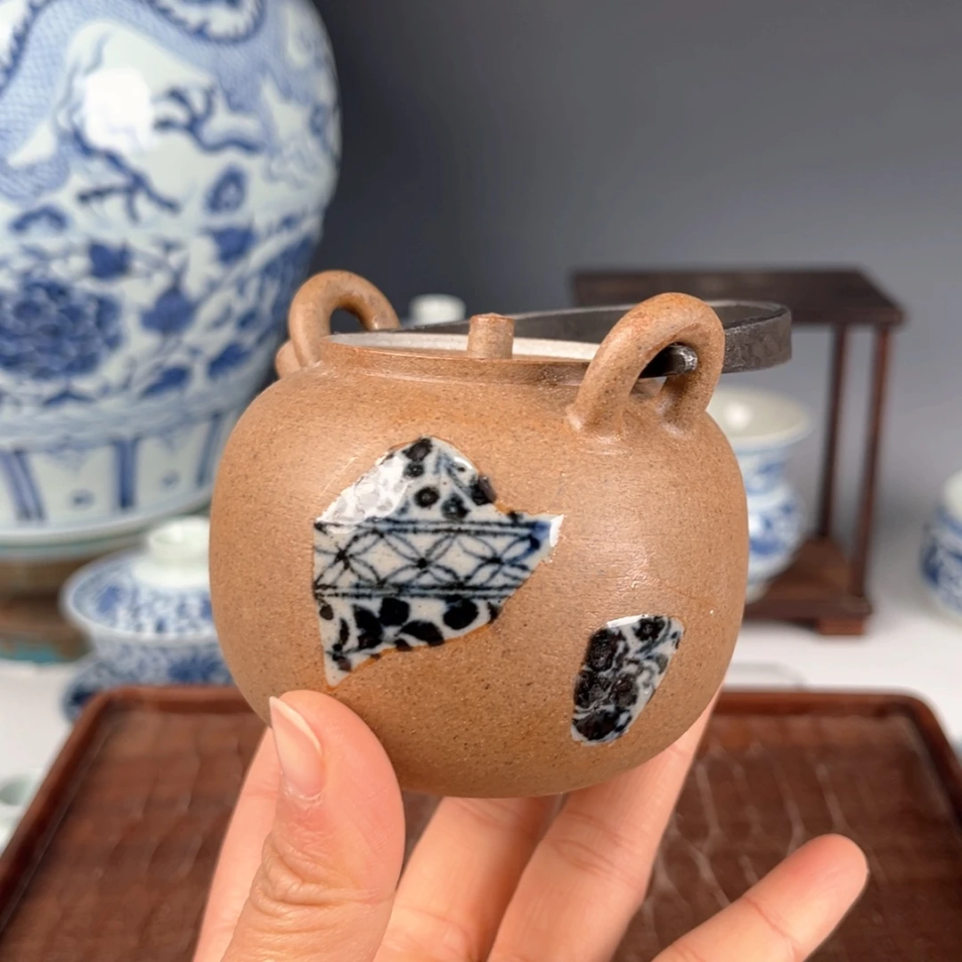 青花碎片煮水壶壶