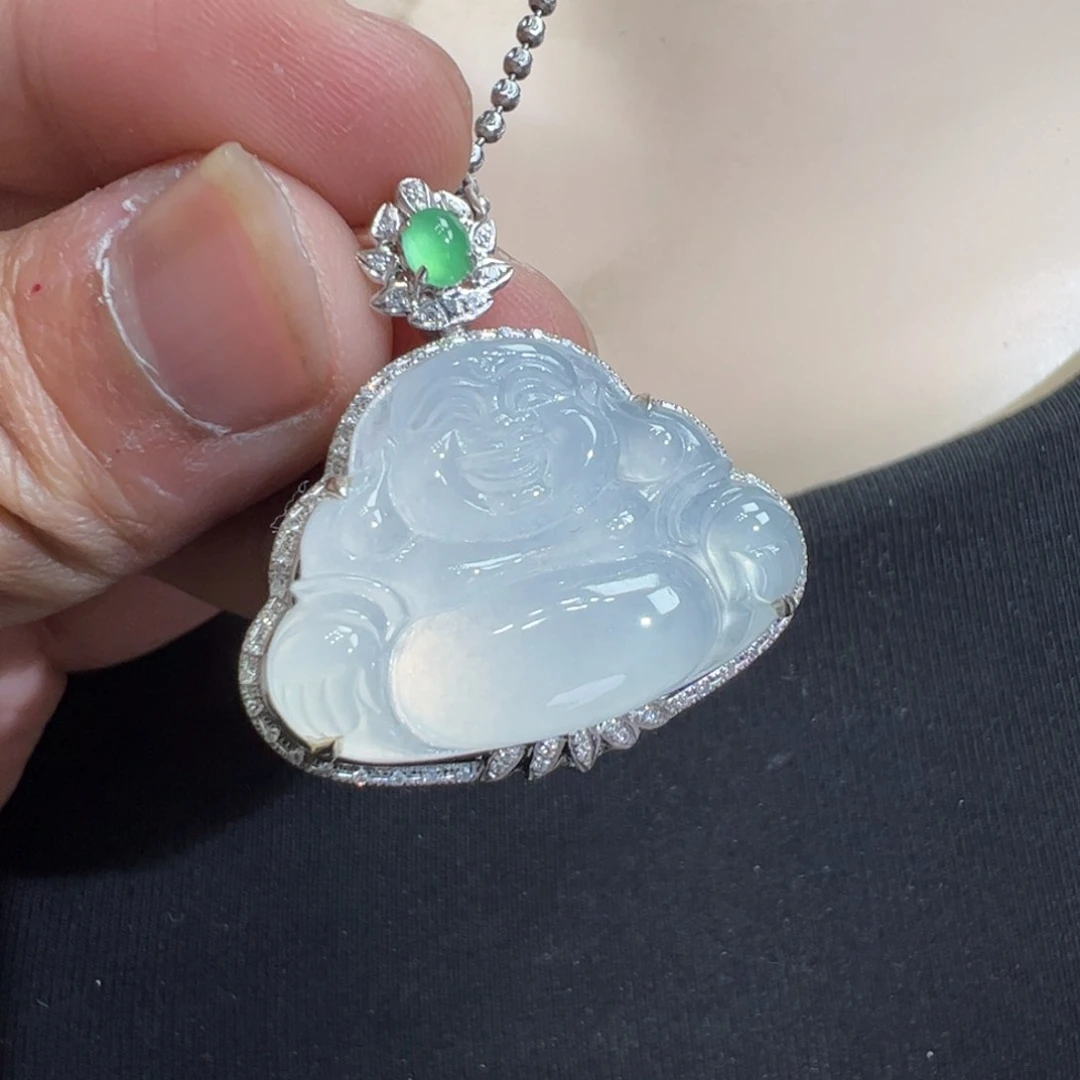 翡翠吊坠(不含链)18K金镶嵌