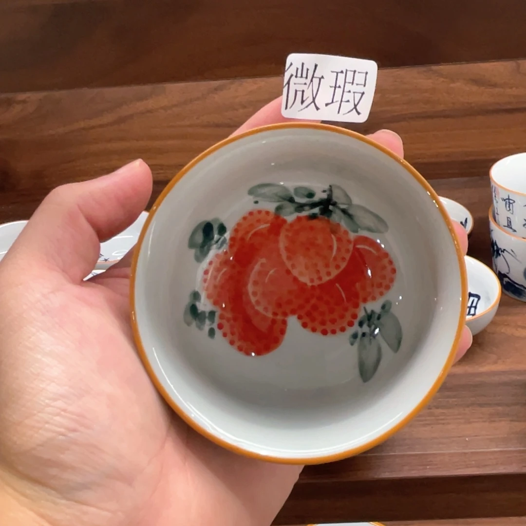 釉下手绘茶具微瑕