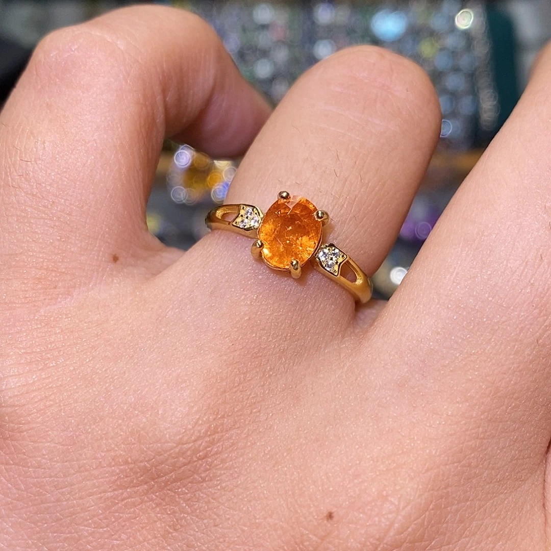石榴石（芬达石）戒指银S925镶嵌