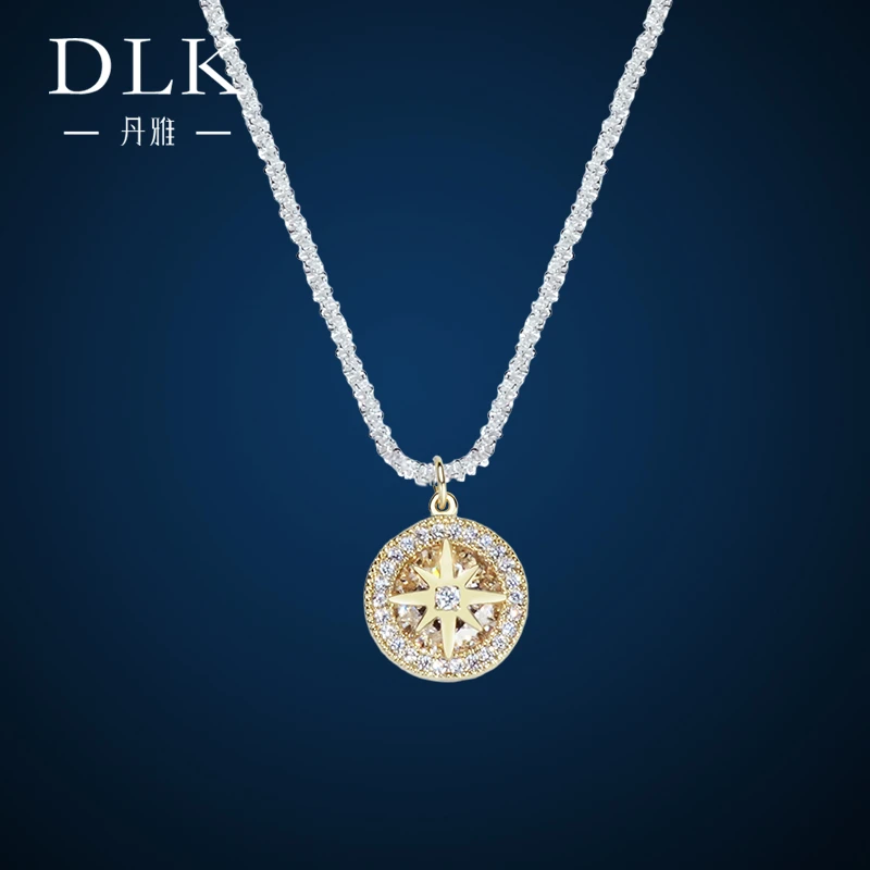 DLK 铜合金项链 八芒星圆盘项链女短款锁骨链轻奢高级感气质精致