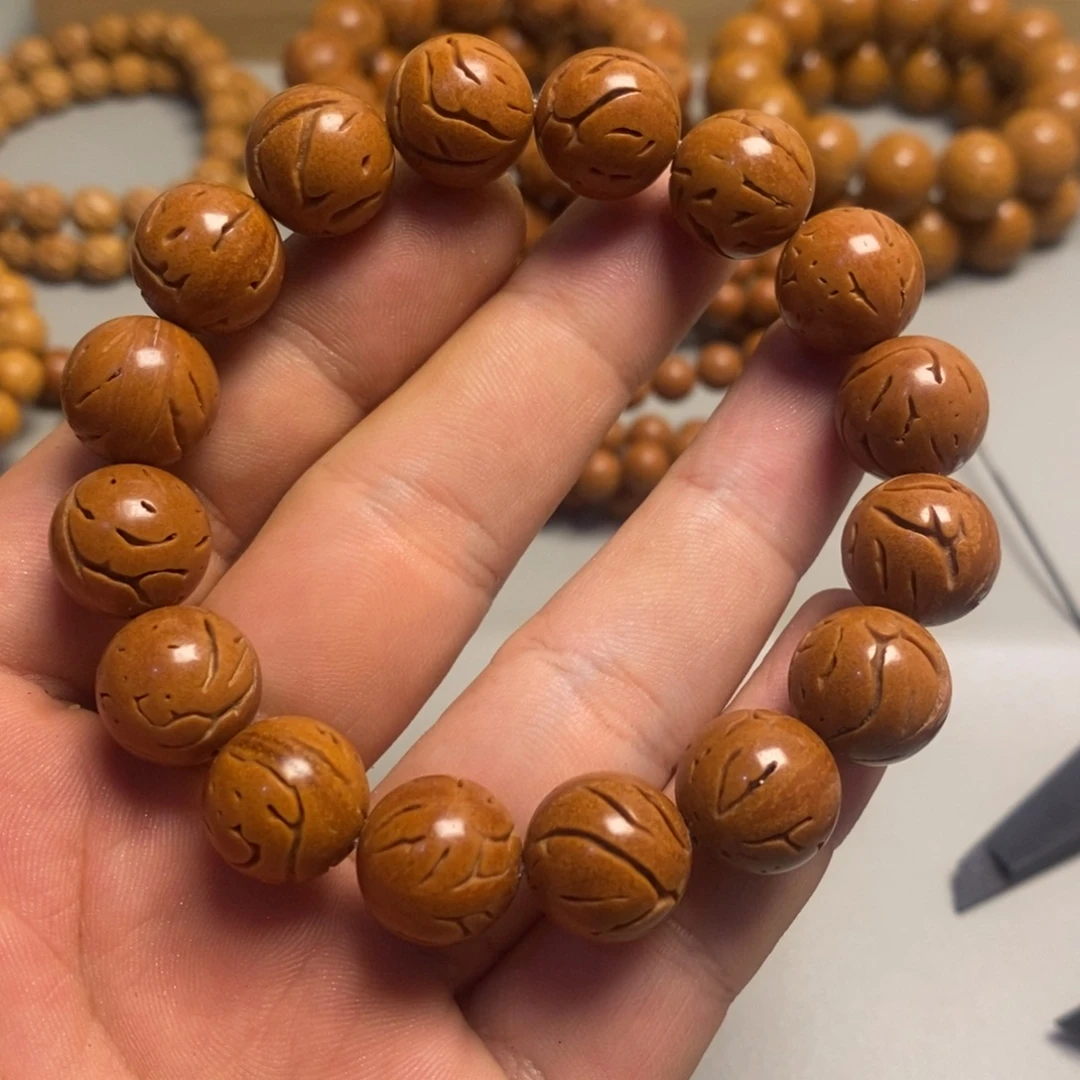手串桃核龙纹光珠14