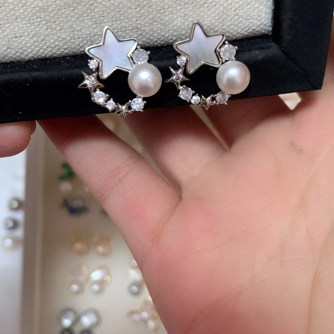 淡水珍珠耳饰合金