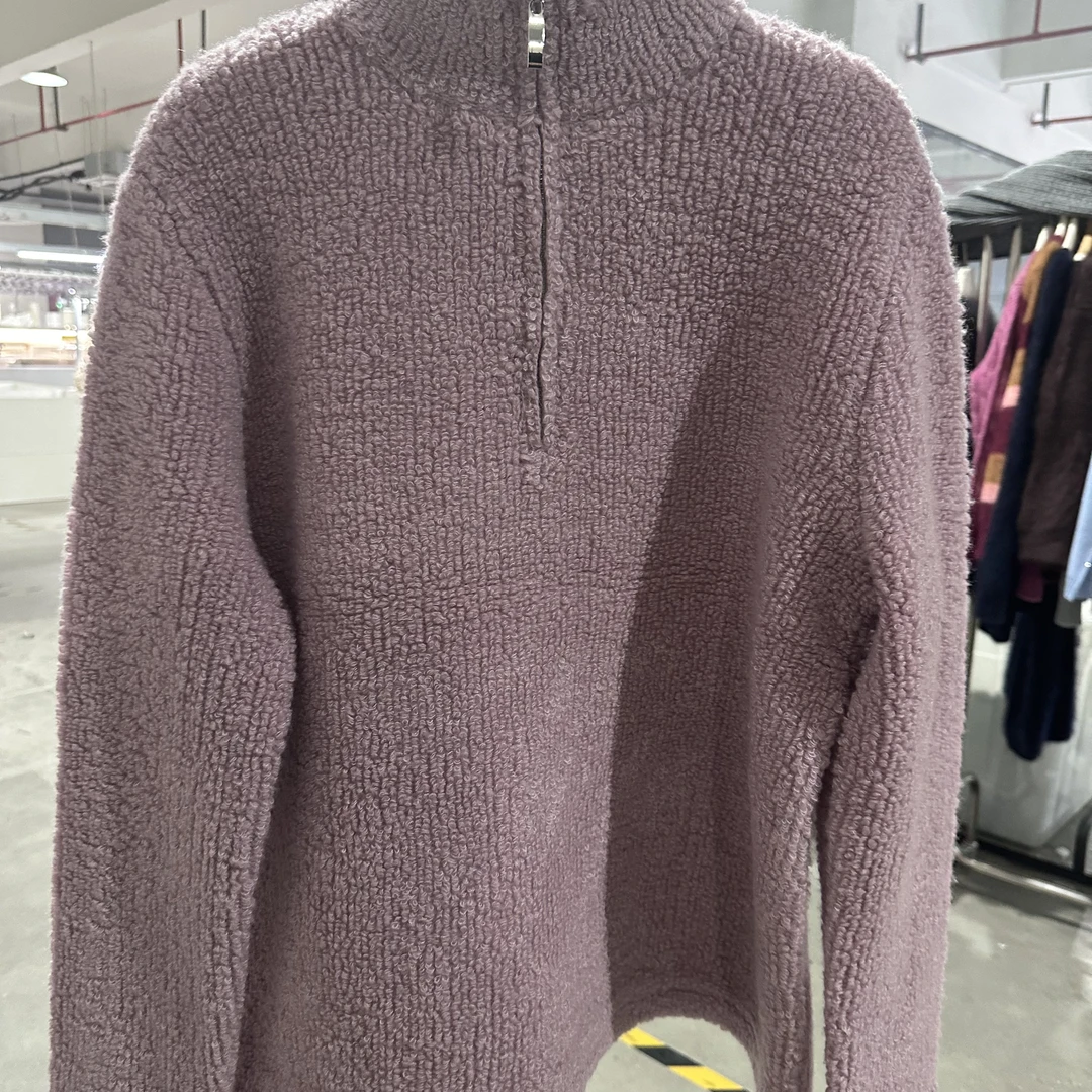 2025【炸总精选】丝羊绒时尚百搭毛巾绣针织半拉链套头衫C256