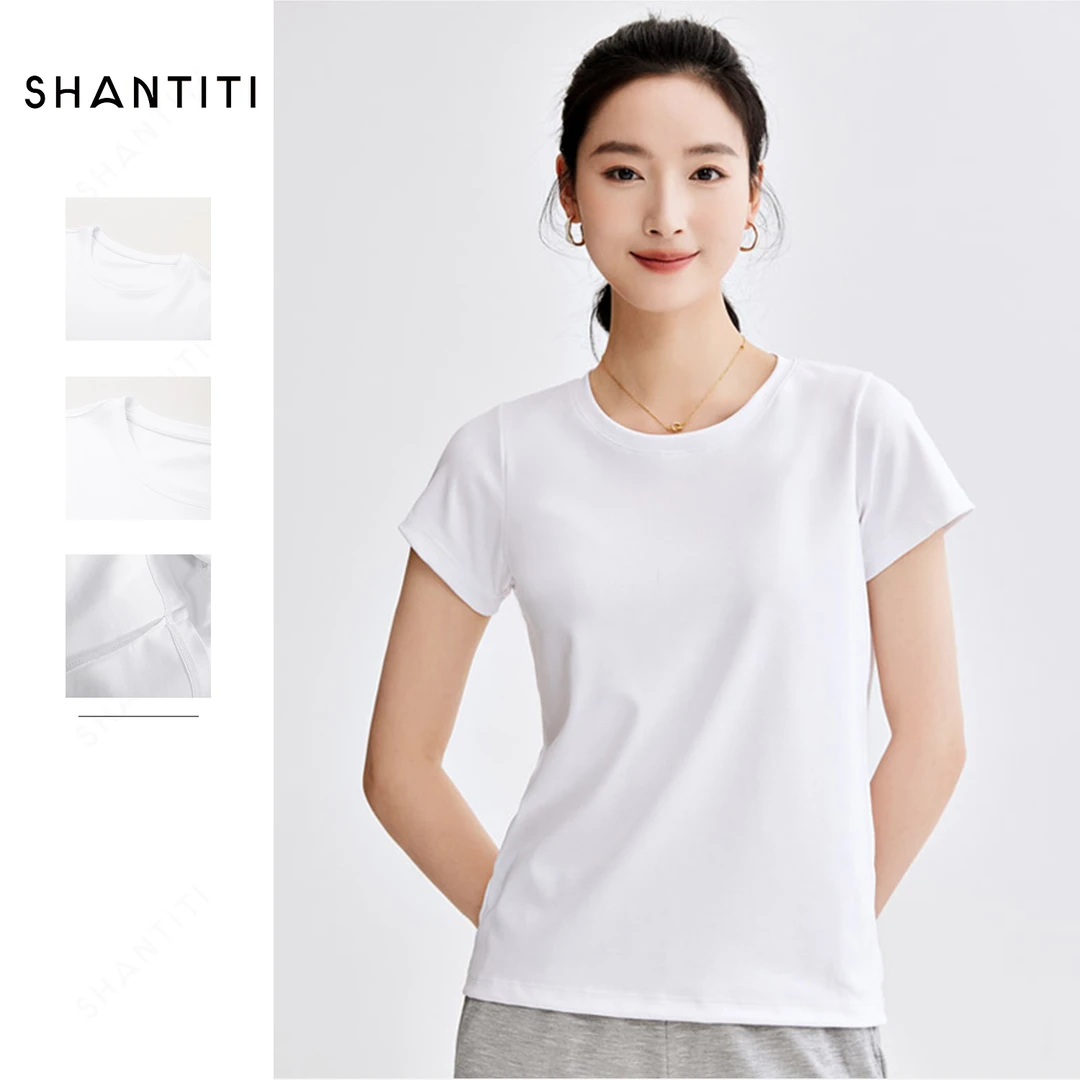 【轻奢臻品-软黄金】女士莱赛尔夏季新款透气户外休闲正肩短袖T恤