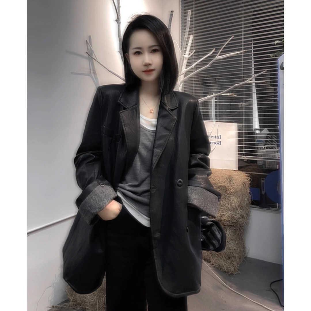 【思墨严选】57软糯蛋白皮气质休闲翻袖内里羽绒皮衣外套
