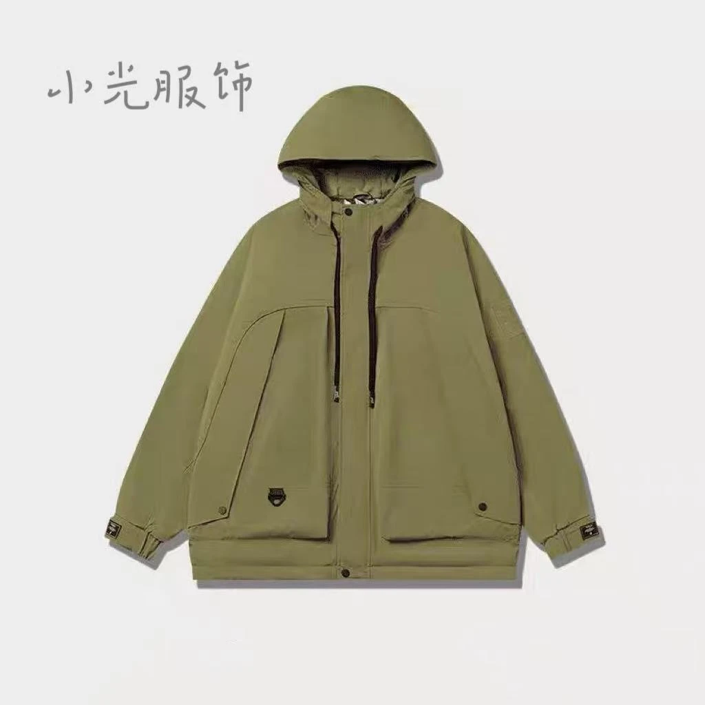 M6605#绿色#年秋冬工装二棉冲锋衣外套