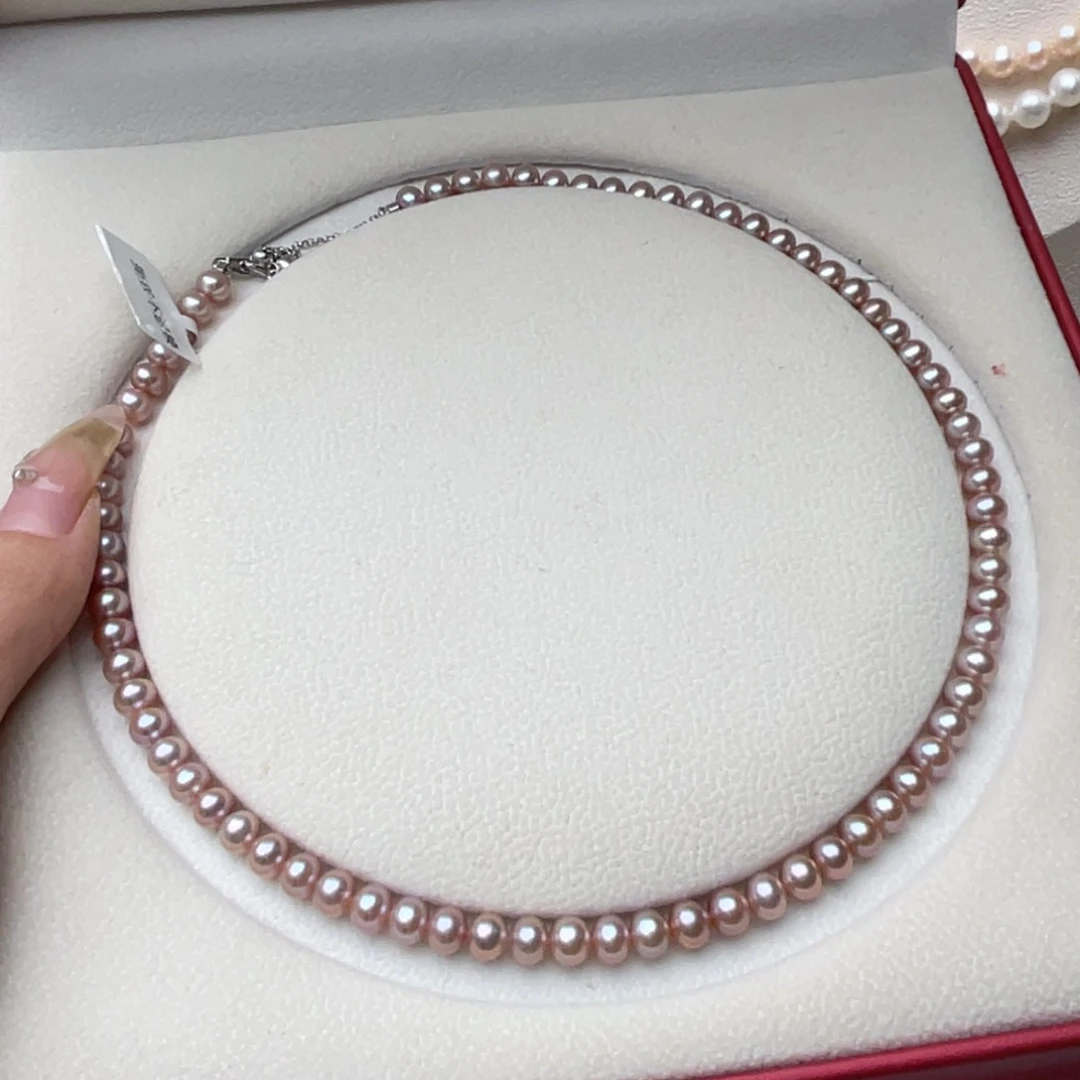 淡水珍珠银S925镶嵌颈饰6-7