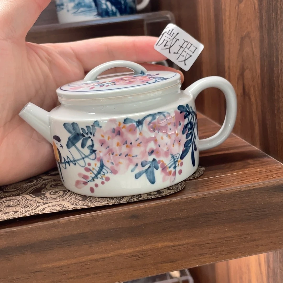 釉下手绘茶具微瑕