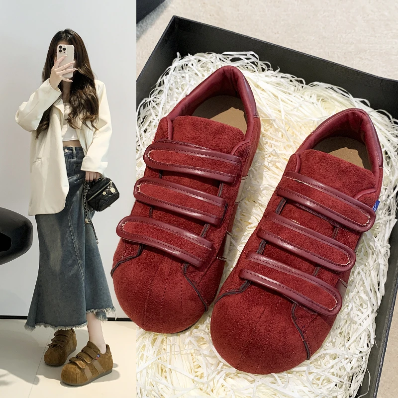 卡皮巴拉大头德训鞋女鞋子2025秋季新款百搭休闲丑萌鞋魔术贴板鞋