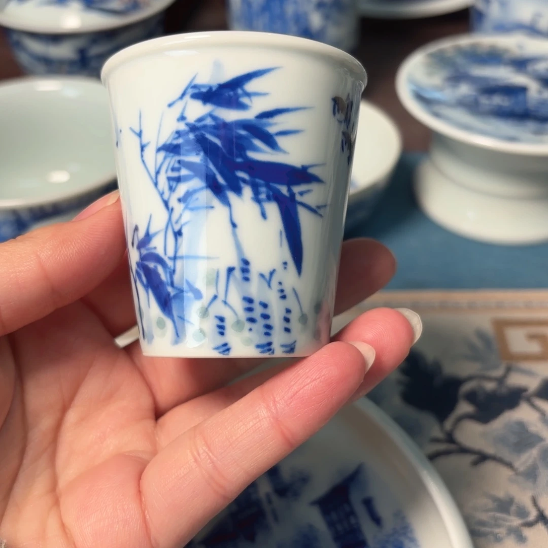 6***9陶柴窑青花瓷写意杯