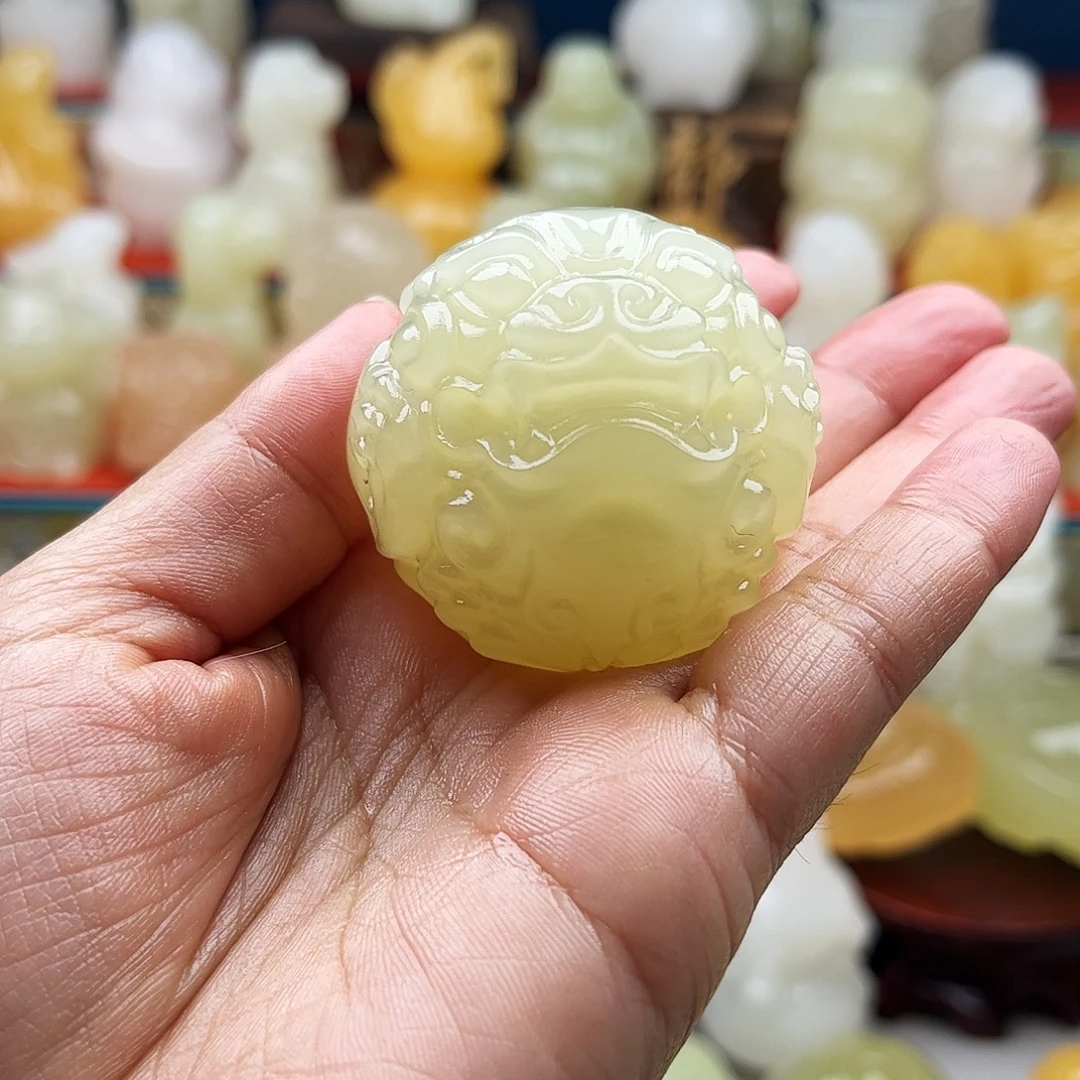 鱼***吃石材貔貅手吧摆件