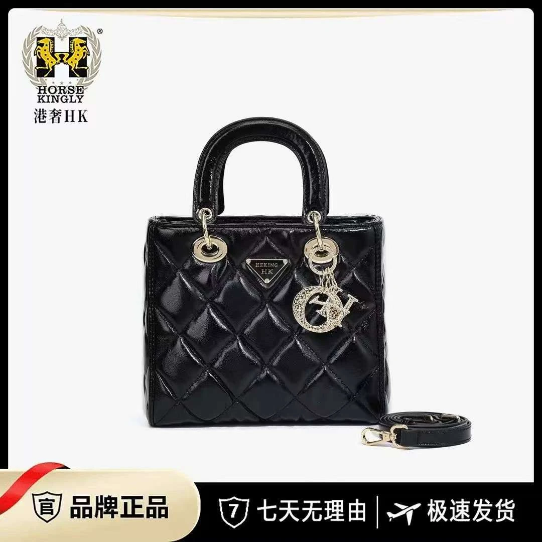 Horse Kingly新款女士手提包单肩斜跨菱格绣线戴妃女包1124