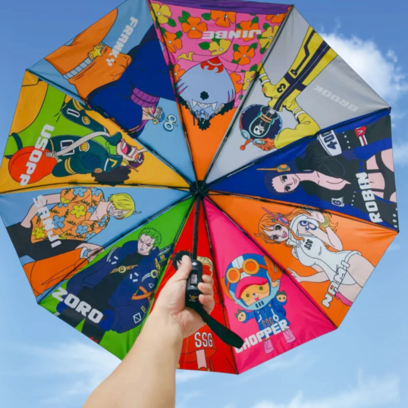 爆款联名海贼王雨伞自动黑胶晴雨两用防晒伞通动漫晴雨伞路飞索隆