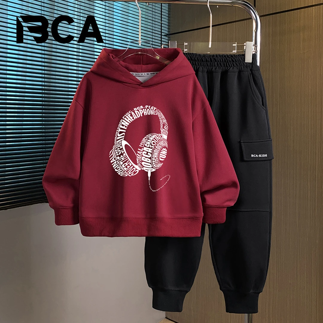 BCA【冠军代言】中大童男童秋季卫衣假两件套装宽松潮酷S-008+GN-5