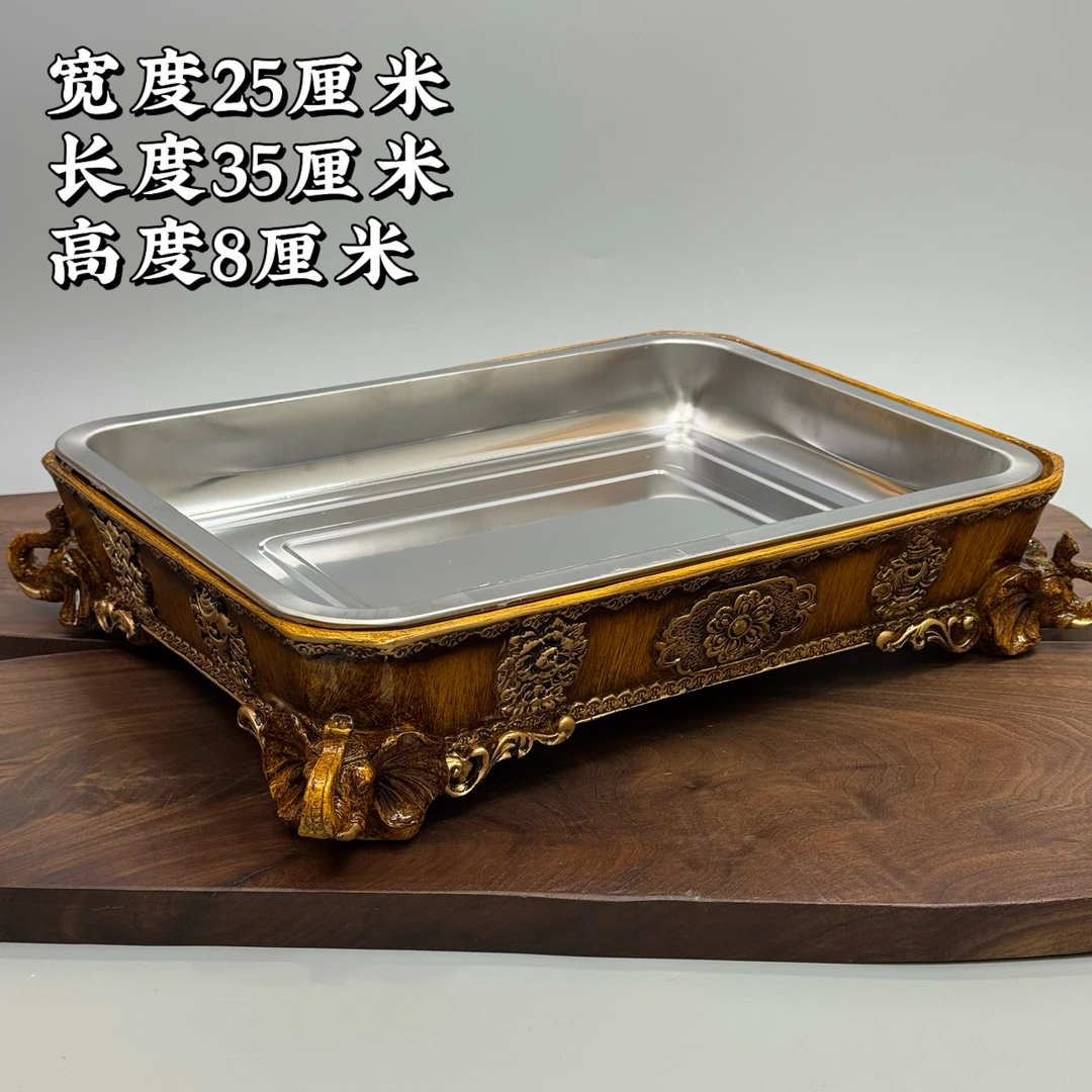 【民族风吉祥八宝托盘】塑料材质大象脚吉祥八宝盘子装肉果盘