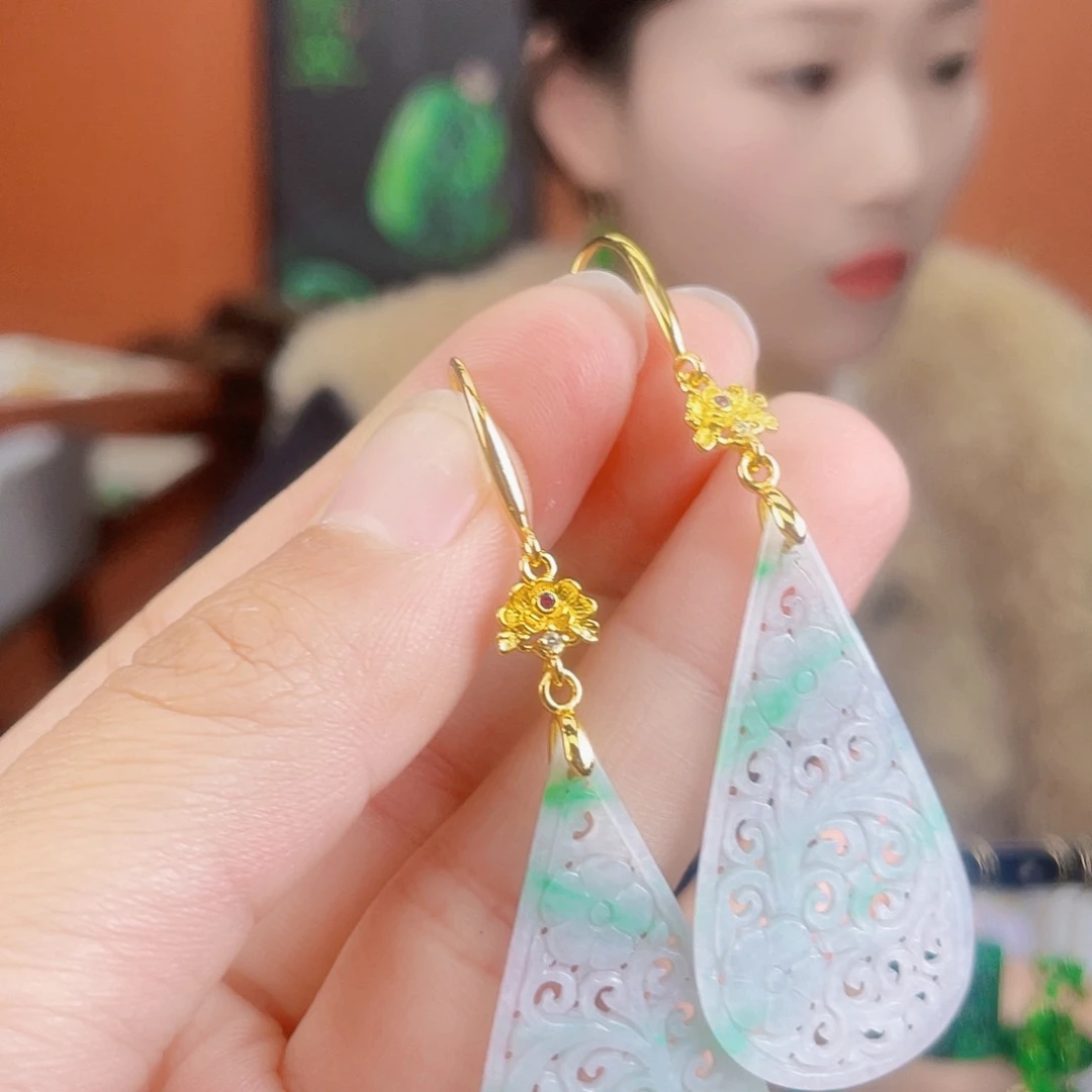 翡翠未镶嵌耳饰饰品