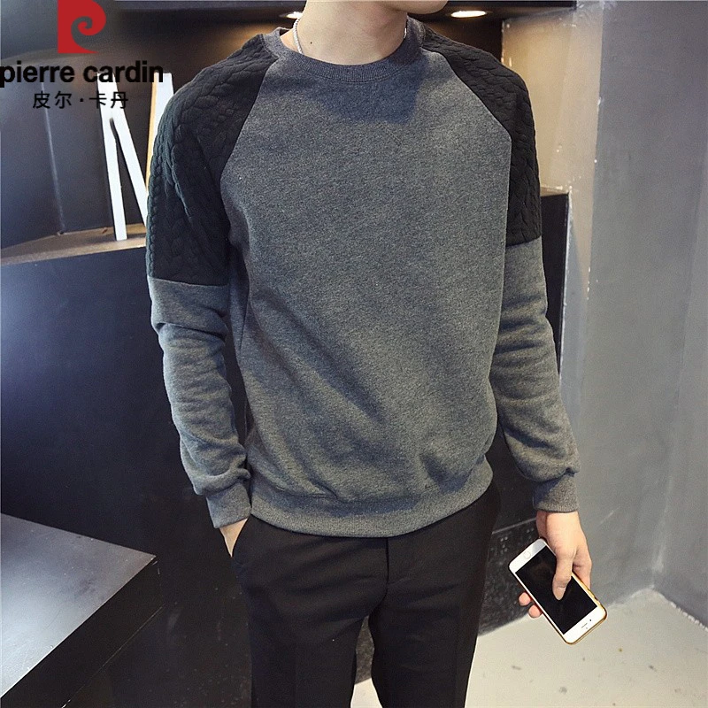 皮尔卡丹高级感卫衣男士春秋冬季上衣服休闲长袖t恤轻奢痞帅男装