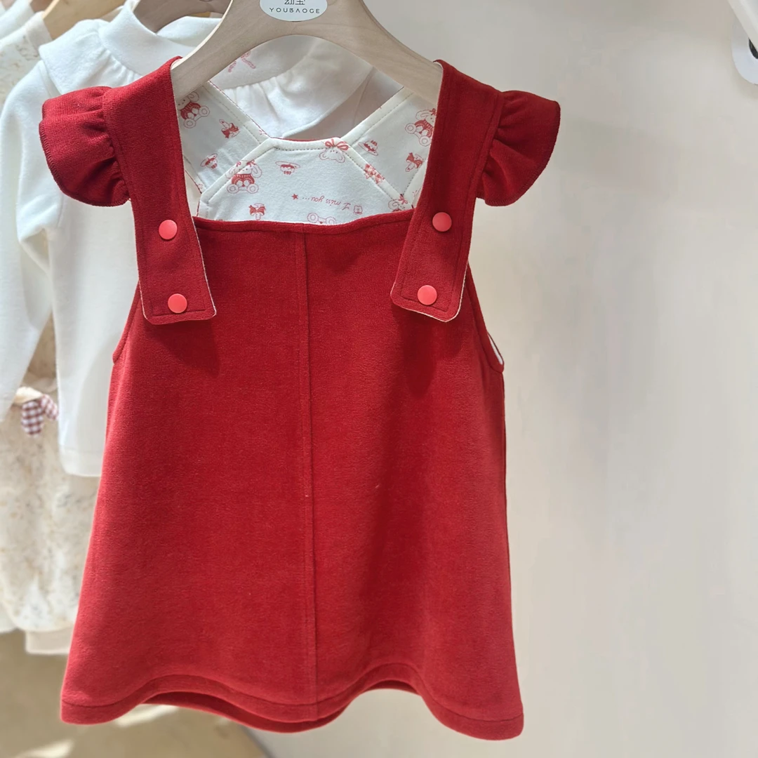 2025年春季新款裙子童装婴儿红色背带裙外穿91625215儿童
