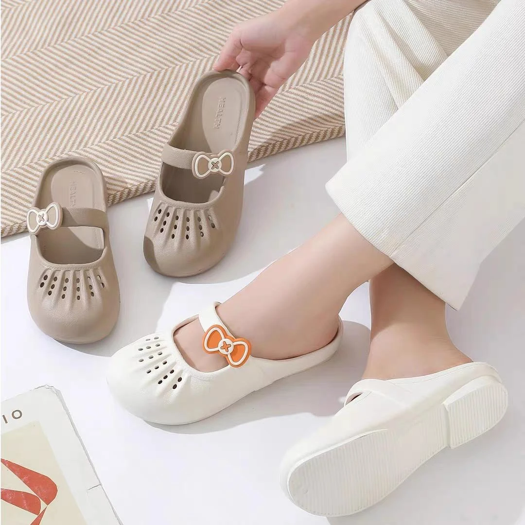 新款包头拖鞋女夏百搭透气软底防滑时尚外穿学生居家凉拖鞋洞洞鞋