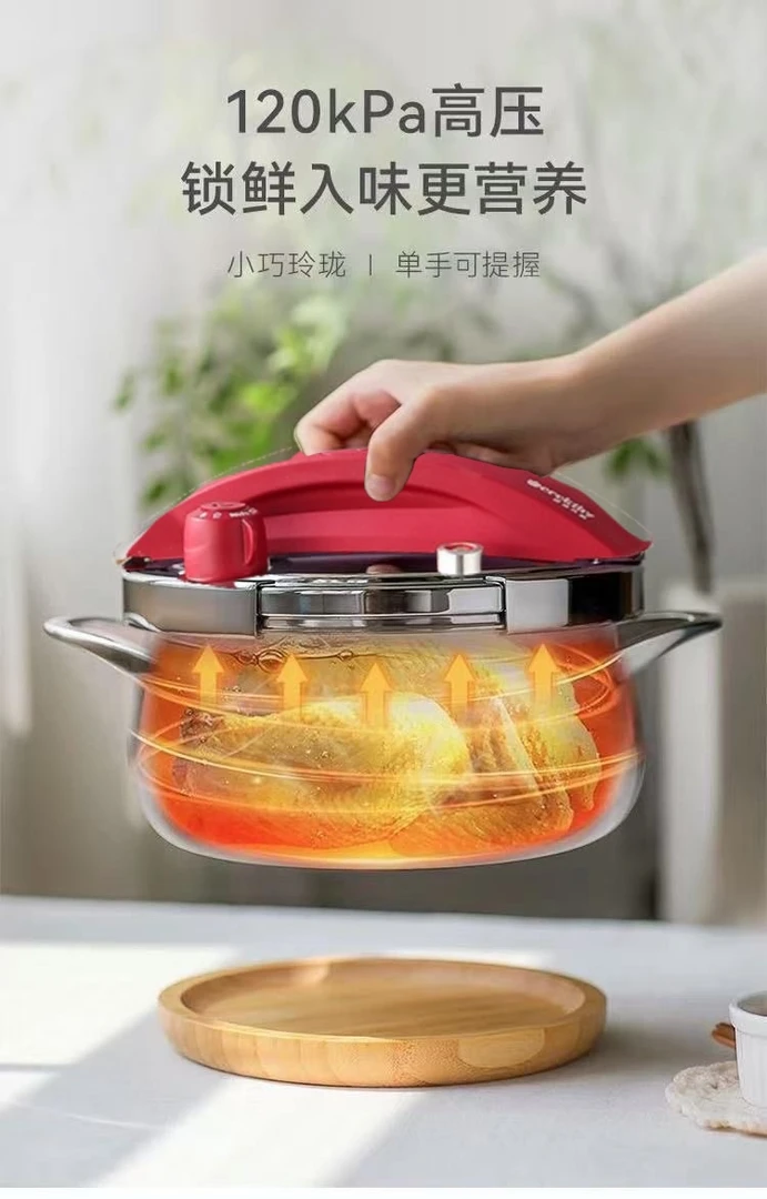 新款一键开合家用高压锅小迷你压力锅304不锈钢加厚防爆凌丰同款