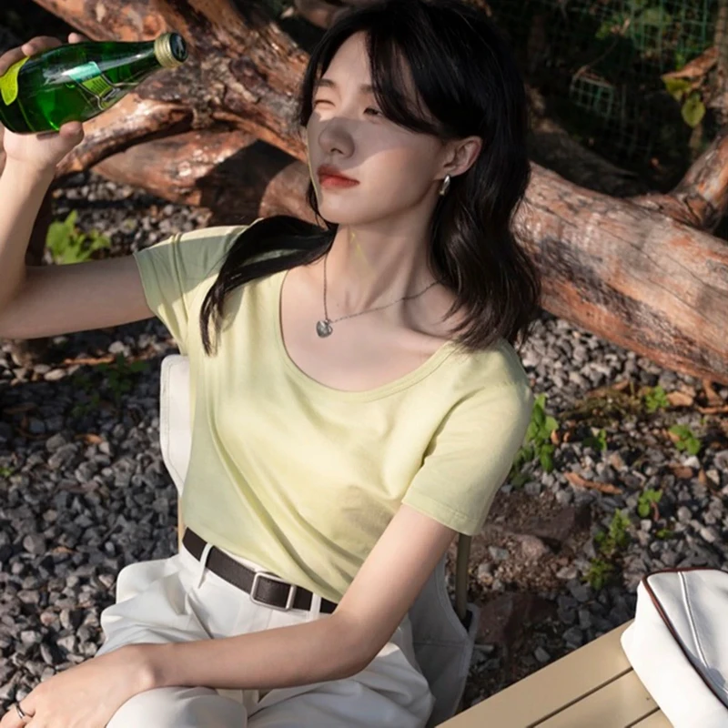 【高端礼盒装】线下289 凉感维C科技 丝滑醋酸桑蚕丝U领短袖显瘦