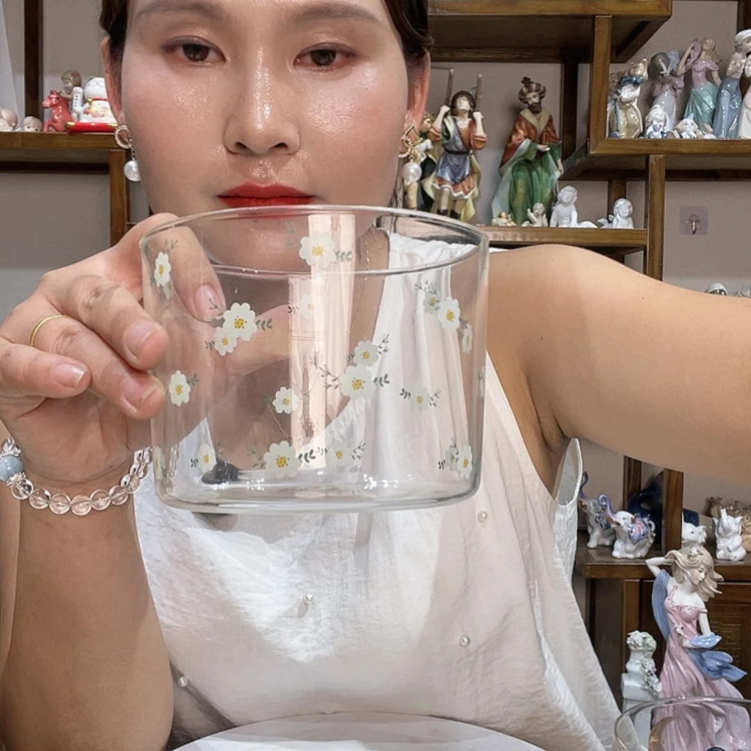 【闪购商品】琉璃手工艺品美****容透明白色花朵碗1个