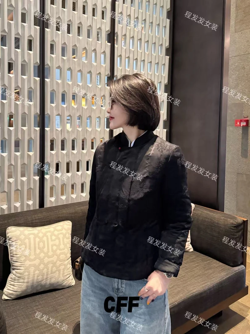 【程发发】（尘圆）国风印花设计款白鸭绒羽绒服F2199
