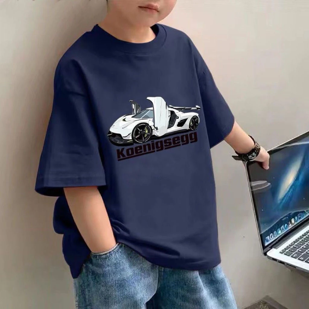 迪斯兔男童新款纯棉短袖T恤夏季中大童潮流休闲跑车百搭上衣潮款