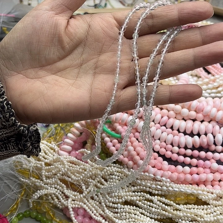 玛瑙/玉髓珠宝半成品未镶嵌2条4mm绿幽灵