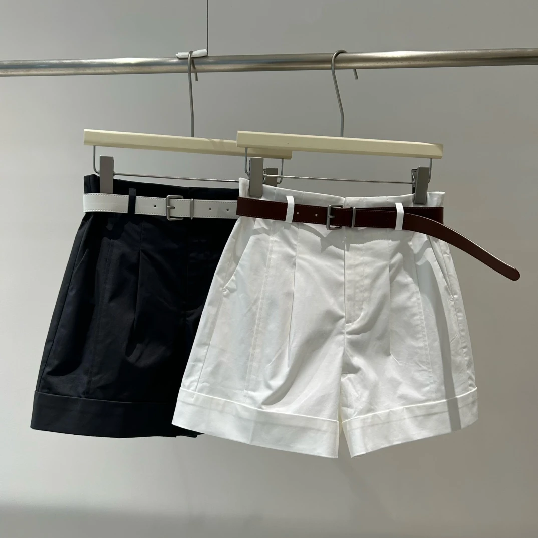 【送腰带】艾家新款2025夏季显瘦高腰工装裤休闲短裤女6958