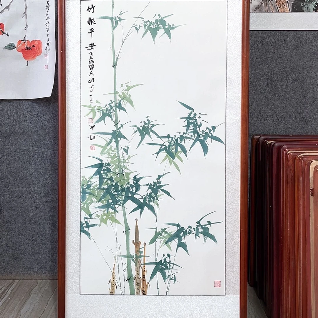 国画书画作品带框123×63厘米