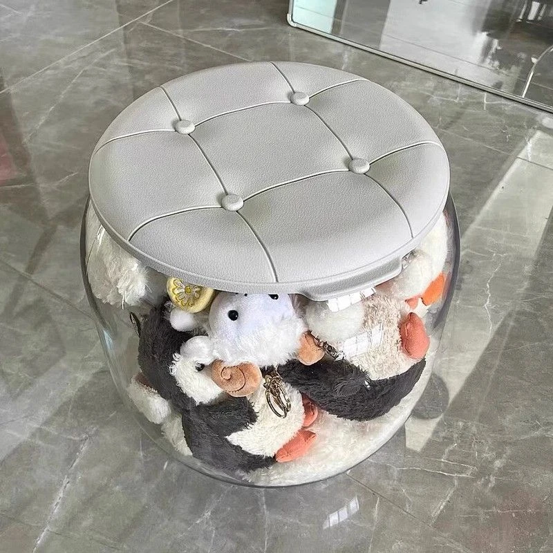 收纳凳儿童玩具娃娃收纳桶玩偶透明储物凳子收纳箱家用带盖储物箱