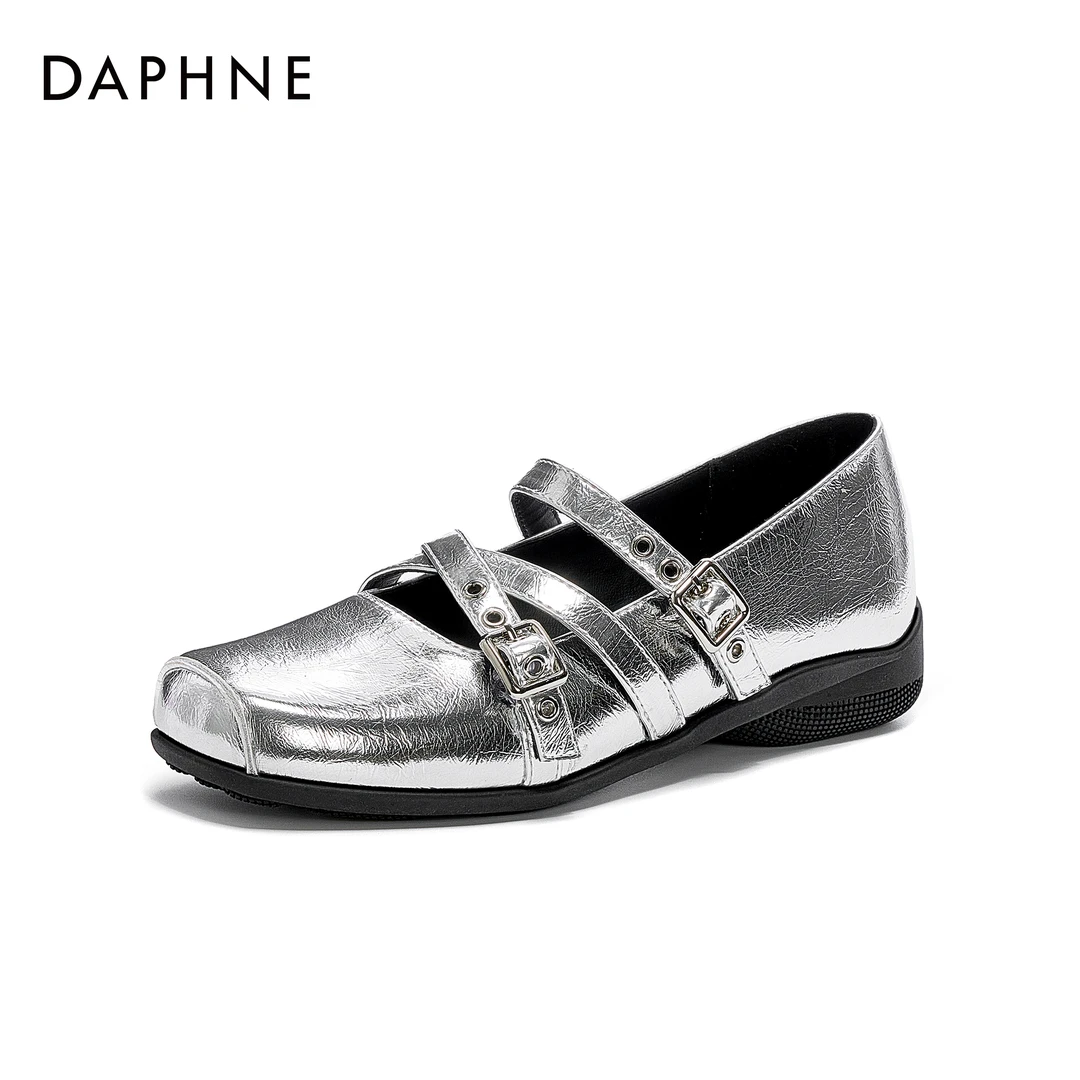 达芙妮银色山泉2025年春夏时尚百搭新款法式气质软底浅口单鞋简约