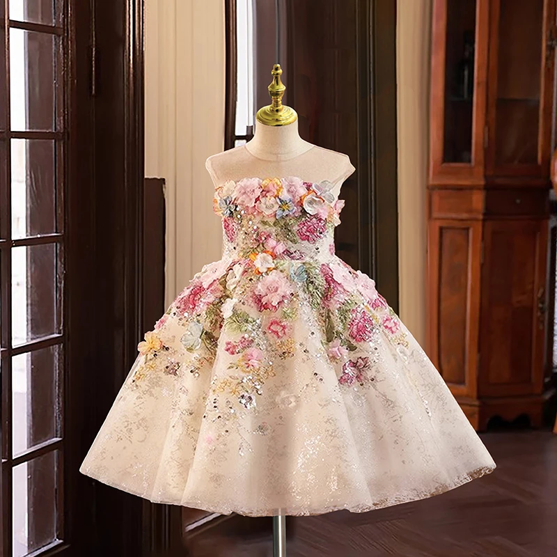 女童礼服高端法式森系生日花童婚礼六一小主持人钢琴演出服公主裙