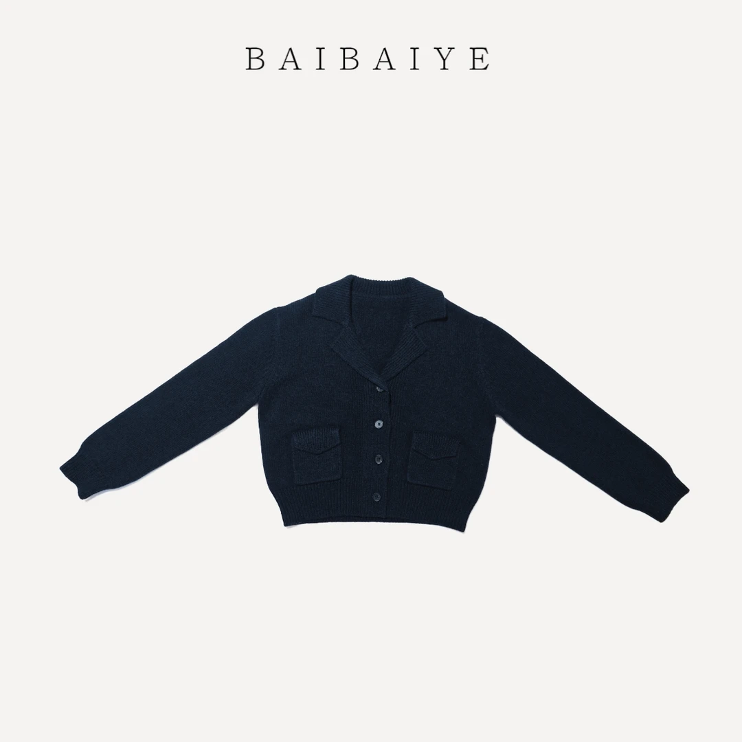 抗寒羊毛大翻领毛衣外套【BAIBAIYE】Z25FD171