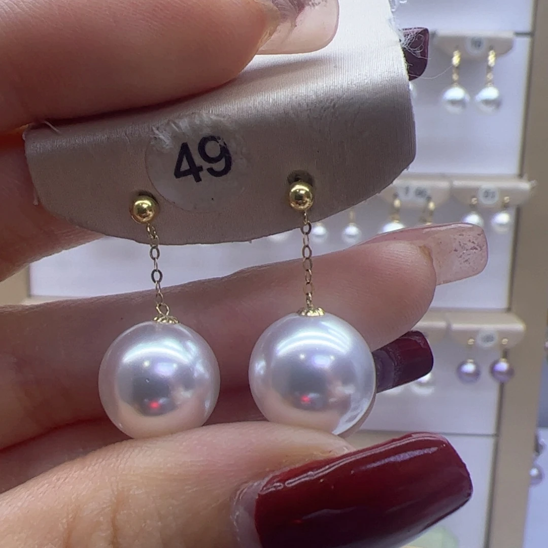 淡水珍珠耳饰18K金镶嵌